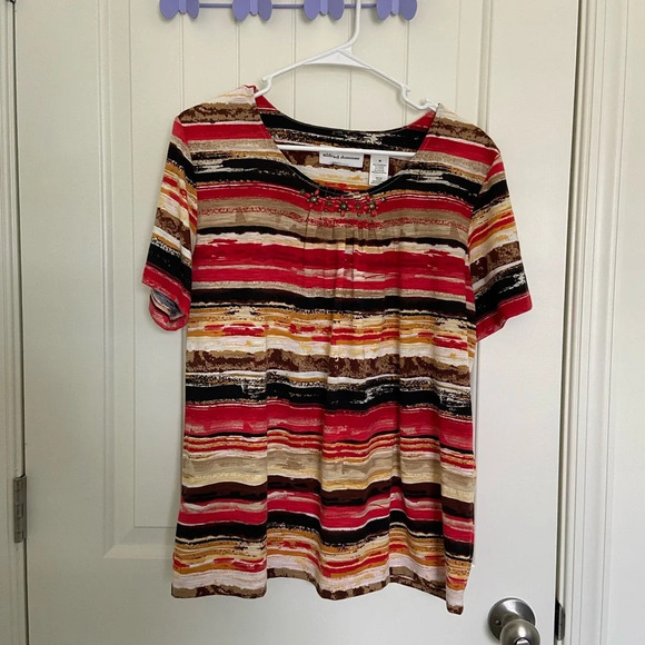 EUC | Alfred Dunner women’s multicolored beaded blouse — medium - Picture 1 of 4